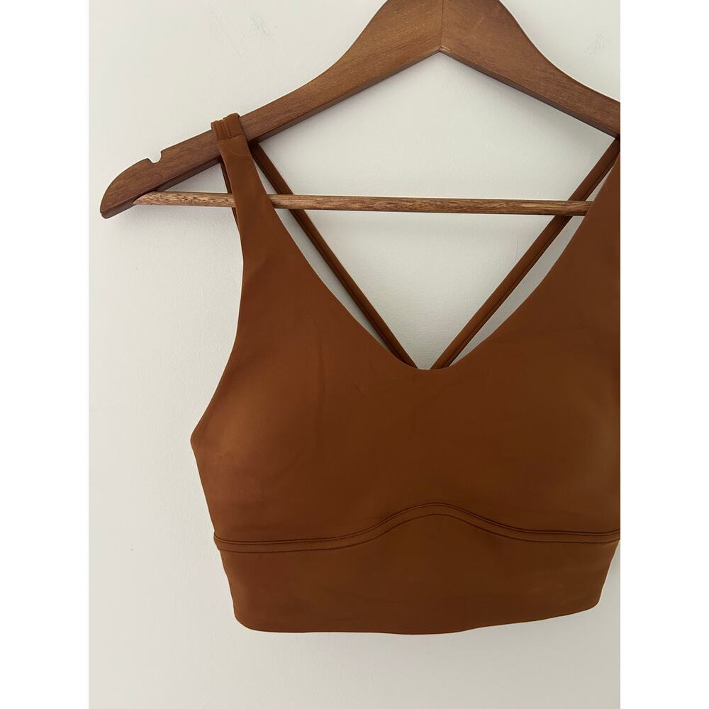 Lululemon In Alignment Longline Sports Bra Light Support B/C Cup Copper Brown 6 - Picture 3 of 7